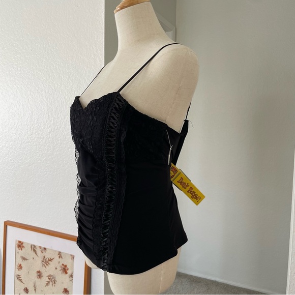 SOLD Y2K Deadstock Dori Coquette Glam Goth Lace Tank Top - Picture 5 of 10